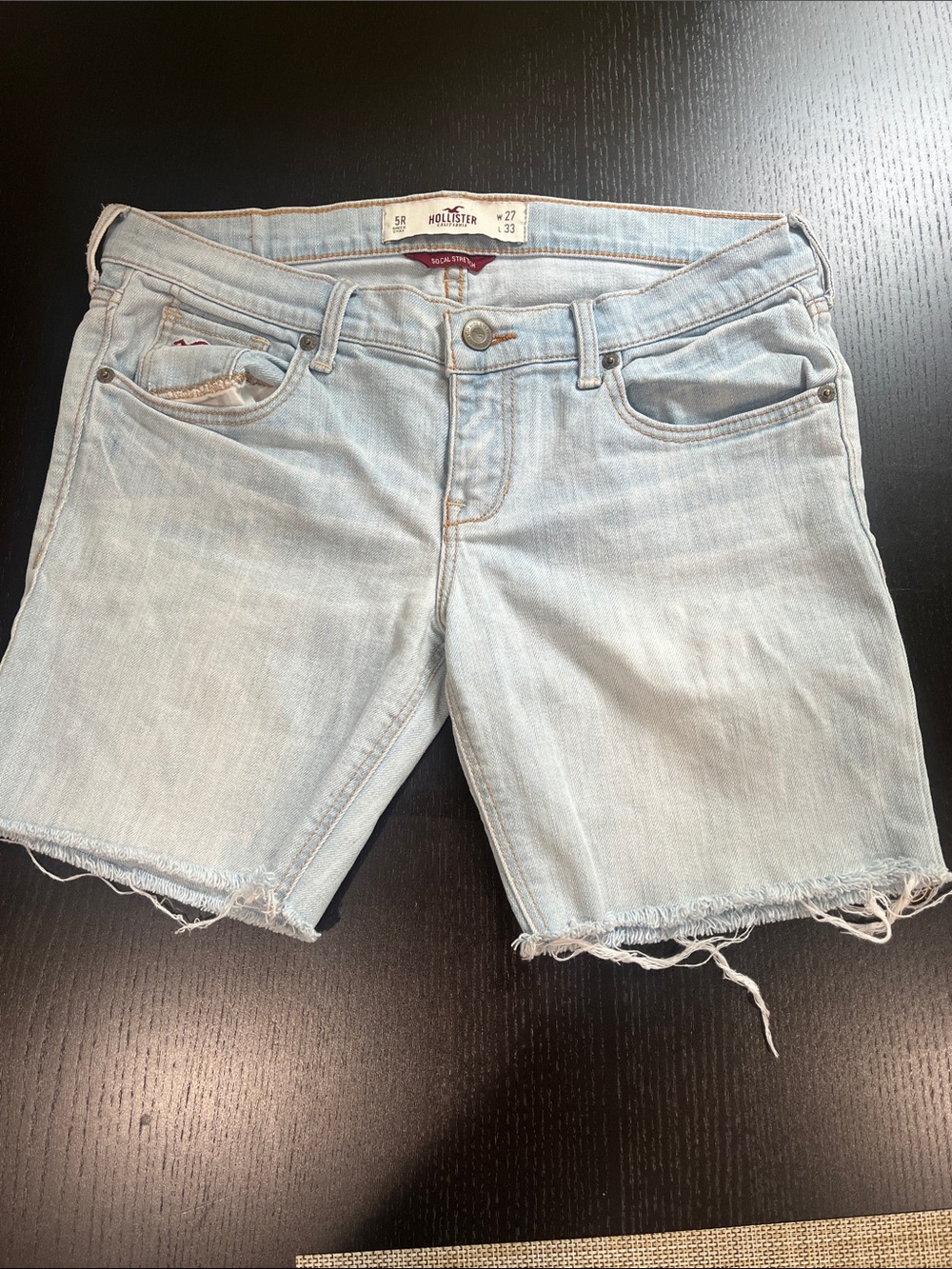 Hollister Light Blue Distressed Denim Cutoff Shorts